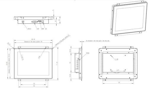 Image of 8 Inch Open Frame Capacitive Touchscreen Monitor - 1024x768 LCD Display with G+G 10-Point Touch and IP65 Front Protection - Compatible with VESA Panel Mount for Kiosk POS and Automation