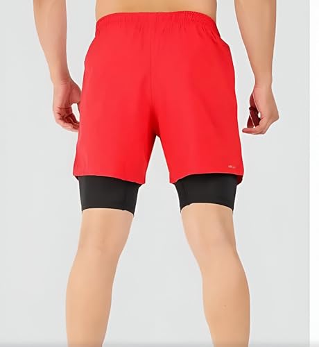 Image of Boldshark Men's 2-in-1 Running Shorts with Inner Compression Layer, Quick-Dry Sports Shorts with Phone Pocket for Gym, Running & Training