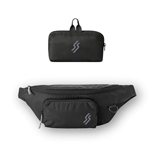 Tressential Waist Bag for Men Women | Premium Fabric, Foldable Design | Cross Body Fanny Pack for Hiking, Travel, Camping, Outdoor Sports, Cycling | Money Belt with Adjustable Strap (Black)