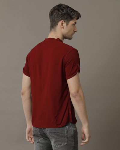 Image of Identiti MenSlim Fit Half Sleeve Solid Smart V Placket Casual Shirts