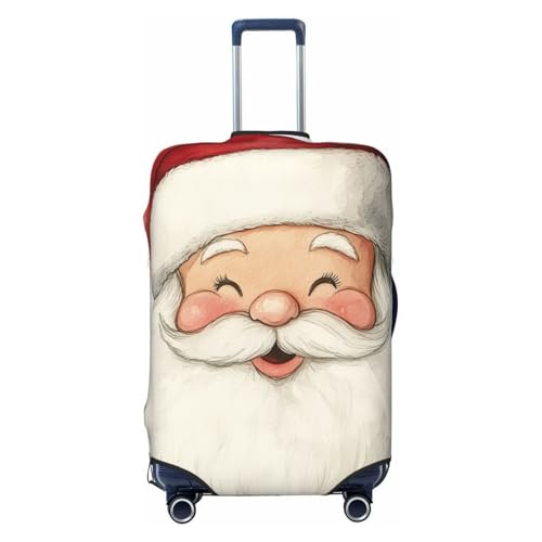 Watercolor Smiling Santa Claus Face Elastic Travel Luggage Covers Dustproof Scratch-Resistant Suitcase Protector Fit 22-24 Inch