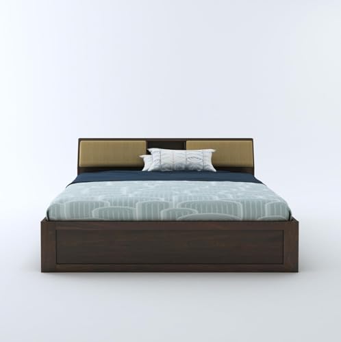 Image of STRATA FURNITURE Sheesham Wood King Size Bed with Drawer Storage Solid Wood Double Bed Palang | Wooden Bed for Bedroom Living Room Furniture (Walnut Finish)
