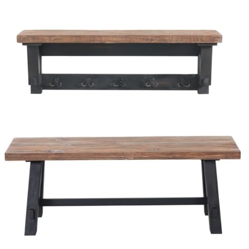 Alaterre Furniture Pomona Metal & Wood Wall Coat Hook, 48 in. Brown, Stylish Rustic Industrial Styling, 6 Strong Coat Hooks, French Cleat Hanging System, Solid Pine Wood for Years of Durability