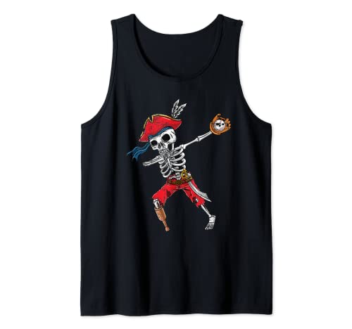 Dabbing Esqueleto Béisbol Pirata Vintage Camiseta sin Mangas
