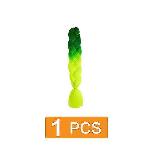 rinfantasy Hair Extensions for Women Braid Twist Colorful Rainbow Colors Kanekalon Synthetic Braids Layered Green Hair Extension Braiding GBBZ082 - Image 2
