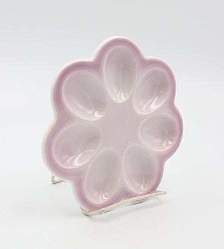 Cosmos Gifts 20792 Fine Porcelain Small Purple Deviled Egg Plate 6 7/8" D X 1/2" H #TOP1
