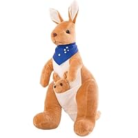 Stuffed Animal Kangaroo Plush Doll, Kangaroo Plush Toy, Realistic Soft Fluffy Kangaro-o Doll, Cute Mama & Baby Animal Toll for Kids & Collectors- 32cm Brown