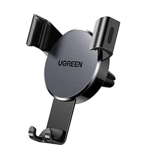 UGREEN Support Téléphone Voiture Gravité Grille Aération Libérer Les Mains Porte Portable Voiture avec Pince Antidérapante en Caoutchouc Compatible avec iPhone 13 Pro Max 12 11 (Noir)