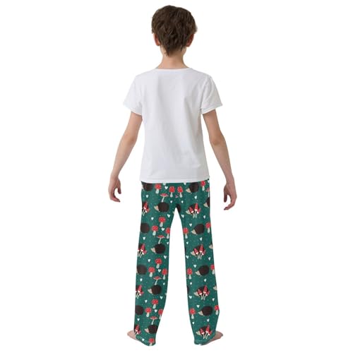 Hedgehogs Love Mushroom Boys Long Pants Soft Trousers Elastic Waist Kids Lounge Bottoms with Pockets S-XL3