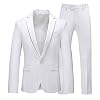 Costume 2 pièces Coupe Slim pour Hommes Robe Blazer à Un Bouton Coupe Classique Ensemble de Pantalons de Veste Formelle de Mariage de Grande Taille (Blanche,XXL)