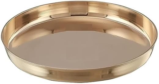 RewariCraft Dinner Set thali Bronze Plates Handmade Approx 990 Gm Single Item Weight 12 Inch Bronze Kansa Thali (8 Thali)