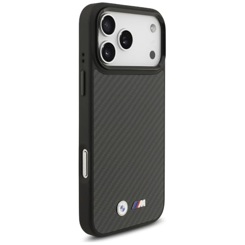 Image of CG MOBILE BMW [Official Licensed] Protective Case Designed for iPhone 17 Pro Max |Magnetic Compatible|M Collection|Kevlar Matt Case with Metal Logos -Black