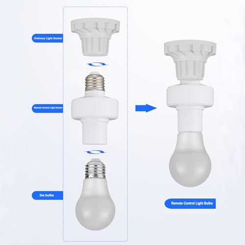 Remote Control Light Socket,Wireless Light Switch Kit with Timer,E26/E27 Bulb Base Holder,No Wiring Wall Mounted Controller Switch for Basement,Garage,Stairwell Light Remote (2 Pack)