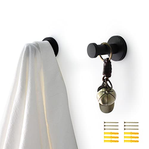 WJUAN 2 Piezas Ganchos de Pared Redondos Negros, Gancho de Pared de Acero Inoxidable de 53 mm Adecuado para Instalar en la Cocina, el Baño y el Dormitorio Principal para Colgar Objetos Cover