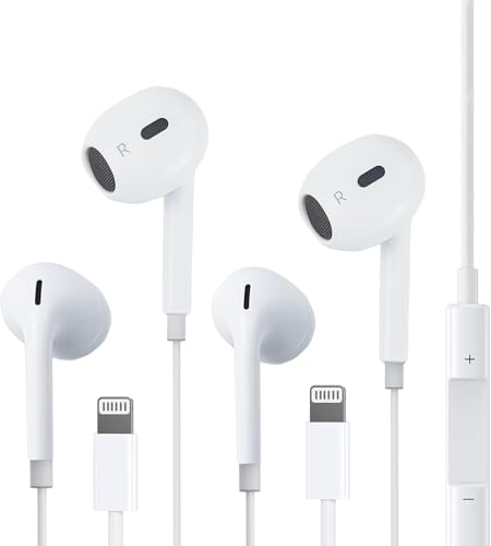2個パック - iPhoneヘッドフォン用イヤホン 有線 マイクとボリュームコントロール内蔵 iPhone 14/13/12/11/XR/XS/X/8/7/SE/Pro/Pro Maxに対応 すべてのiOSシステムに対応。