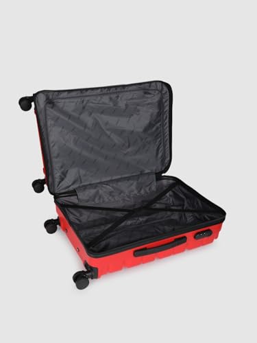 Image of Teakwood Unisex Trolley Bag for Travel, Hard Cabin Trolley Large Travel Suitcase Bag, Lock System 360 Degree 8 Rotating Wheels (55, 65 CM, RED)