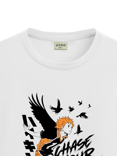 Image of ADRO Men's Cotton Comfort Fit Anime T Shirt - Premium Printed Haikyuu Tshirt - Perfect for Haikyuu Fans Print and Comfortable Fit T-Shirt
