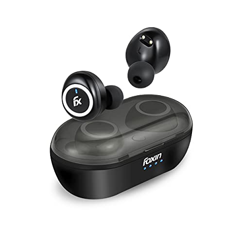 Image of Foxin FoxPods C5 TWS Earbuds with in-Built HD Mic, Bluetooth V5, 10mm Driver, up to 12H Playtime with 1 Hour Charging Time & 120 Hours of Standby-time, with Voice Assistant, Snug & Secure Fit (Black)