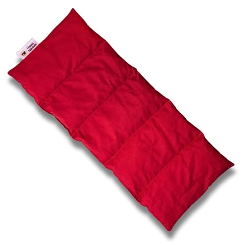 Franzis Nähstube 50x20cm Cojín de espelta rojo de algodón 100%. I Almohada de grano de espelta 50x20 para microondas I Almohadilla térmica, Almohada con núcleo de espelta, Almohada cervical