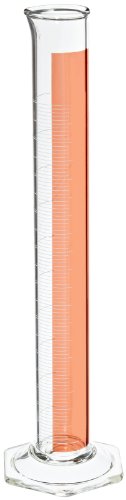 Image of Pyrex Lifetime Red Single Metric Scale Graduated TC Cylinder, 100ml Capacity, 29mm OD x 254mm Height (Case of 12)
