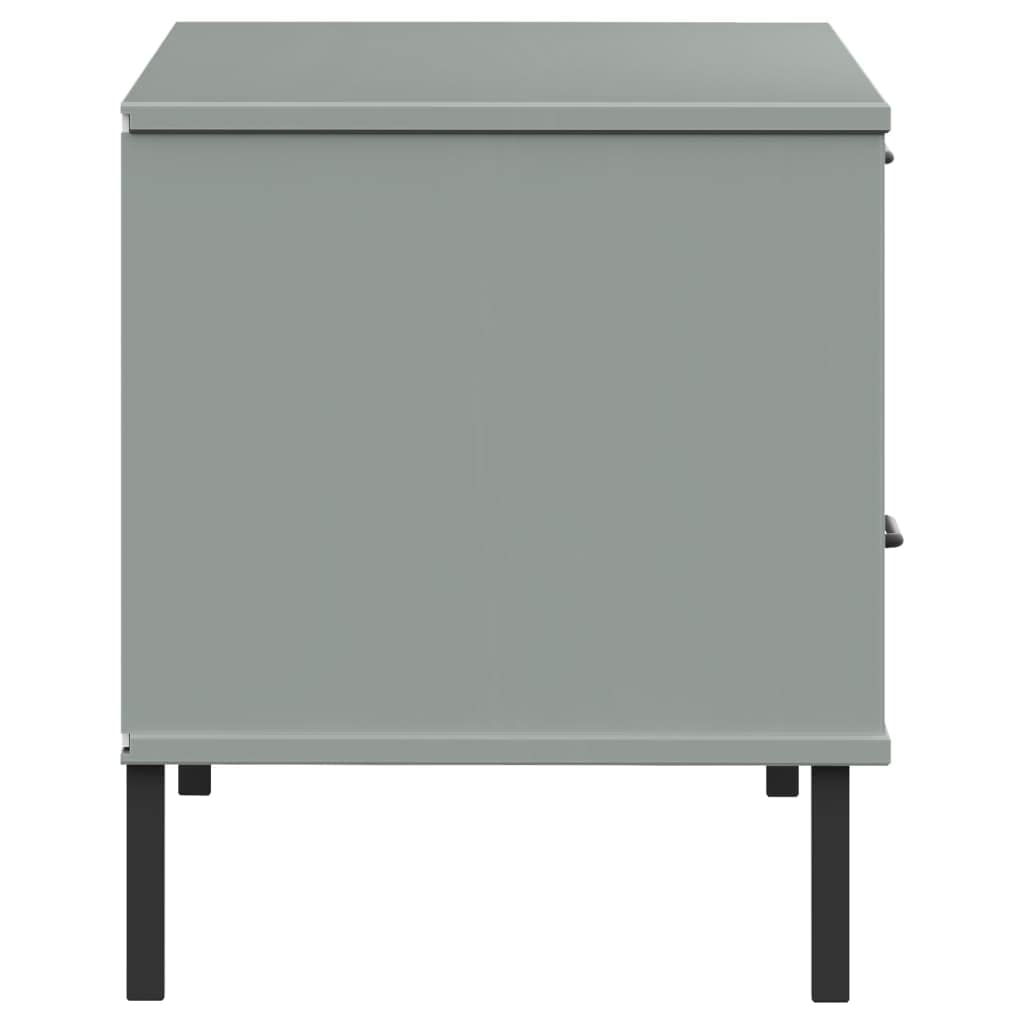 Oslo - Mobile TV grigio con gambe in metallo in legno di pino massiccio, 106 x 40 x 46,5 cm, con 1 cassetto, porta, spazio per soggiorno, credenza