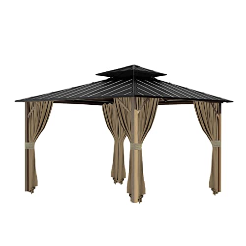 Gazebo Universal Replacement Privacy Curtain, 12'X12' Gazebo Curtains Outdoor Waterproof, 4-Panels Sidewall with Zipper for Patio, Garden and Backyard (Only Curtains, 12'X12', Beige) - Image 6