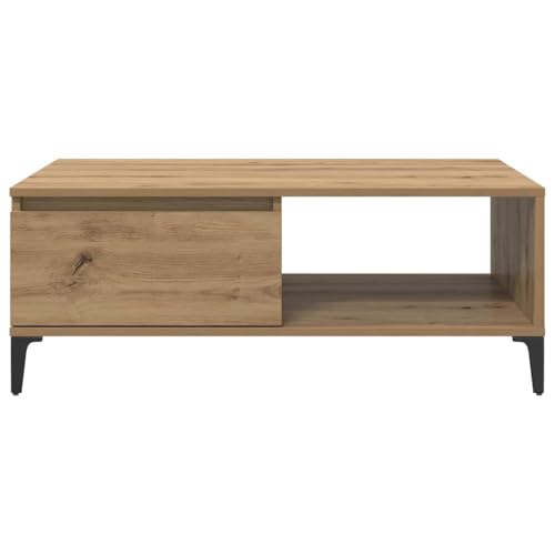 Tonture Couchtisch Artisan-Eiche 90x60x35cm, Holzwerkstoff, Metallrahmen, Industriestil, mit Ablage, für Wohnzimmer, Moderner Beistelltisch, Rustikales Design, Praktischer Stauraum – Bild 8