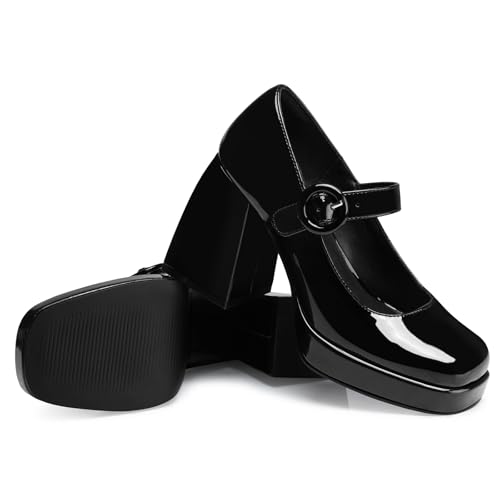 Women Mary Jane Shoes: Comfortable Closed Toe Chunky Heels, 2025 Trendy Dress Shoes Prom Formal Graduation Platform Pumps Wide Size 6-112