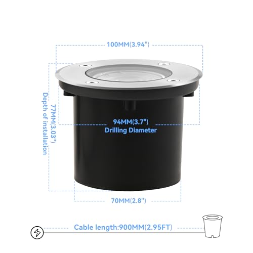 Buried Lights,Goodia Led Warm White Buried Landscape Lamp Ground Lamp for Garden,Outdoor lighting-IP65 AC85-265V(4Pack,3W)