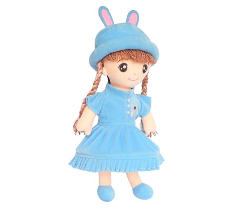 Image of EL FIGO Plush Doll, Soft Toys, Toy for Girls, Birthday Gift Girl /Boys, Doll for Kids in Sturdy Blue Dress with Woolen Hair (Doll 45 c.m)