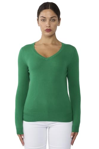 Image of JENNIE LIU Women's 100% Pure Cashmere Long Sleeve Pullover V Neck Sweater