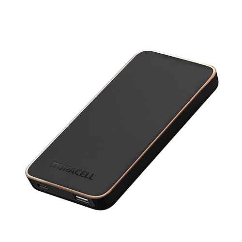 Duracell Power Bank 10,000mAh, Fast Charging Portable Charger with USB-C + USB-A | Slim External Battery Pack Compatible with iPhone, Android and More.