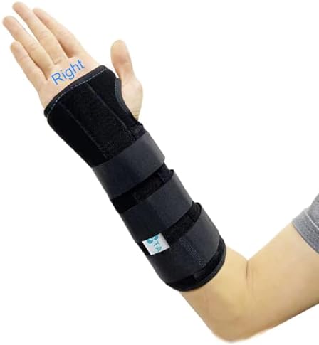Unisex Forearm and Wrist Support Splint Brace Double Fixation Wrist Brace for Carpal Tunnel, Adjustable Night Time Forearm Immobilizer Brace Splints,9.8 inch (25cm) length(RH/S)