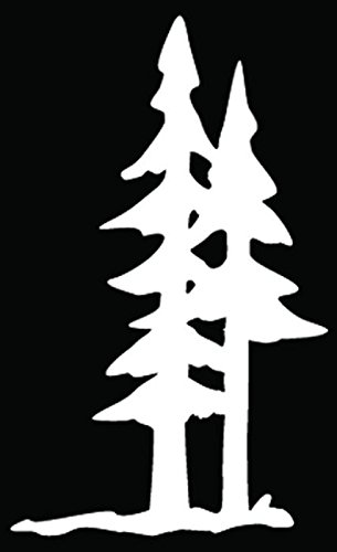 Pine Trees Forest Mountain Car Truck Window Bumper Vinyl Graphic Decal Sticker- (6 Inch) / (15 Cm) Tall Gloss White Color #TOP12