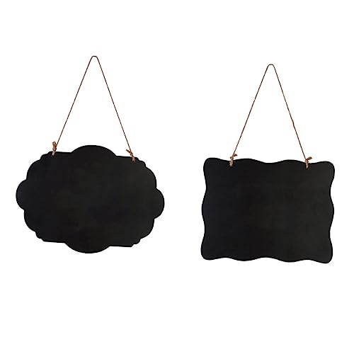 Happyyami 2Pcs Mini Wooden Notes Board Double Sided Hanging Blackboard Decor for DIY Messages Crafting and Learning for Creativity and Home Decoration