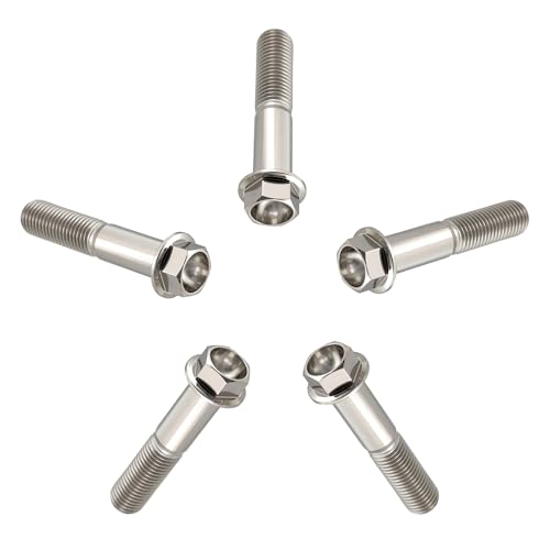 Image of Rison Titanium Flanged Hex Head Bolt M8x1.25x25mm 6AL4V Aerospace Grade Ti Bolt Original Color Pack of 5