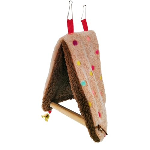 Hamaca para Cae – Madera de algodón peluche 18 x 18 x 15 cm | Tienda de jaula colgante, percha aireada con suave y cálido confort, refugio lúdico | Triángulo interior de invierno