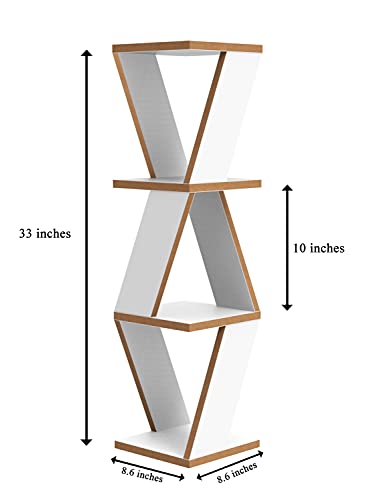 Image of Home Sparkle Triangular Corner Wall Shelf MDF Wall Shelf Rack Wall Mounted Floating Shelves (White)
