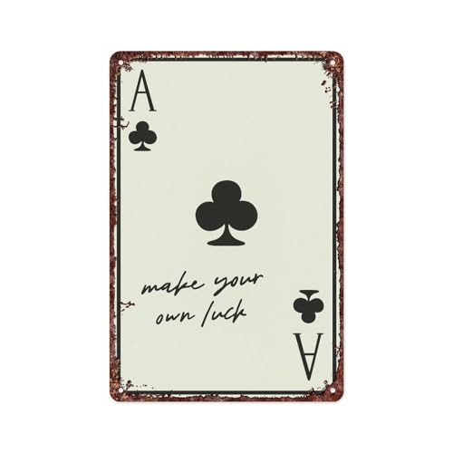 SXUZUSF Personalised Ace Playing Card Poster Vintage Metal Tin Sign For Home, Hallway, Patio, Bathroom, Office Wall Decoration, Size 12x8 Inches.