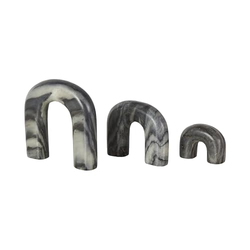 Escultura decorativa abstracta de mármol negro set 3 miniatura 2