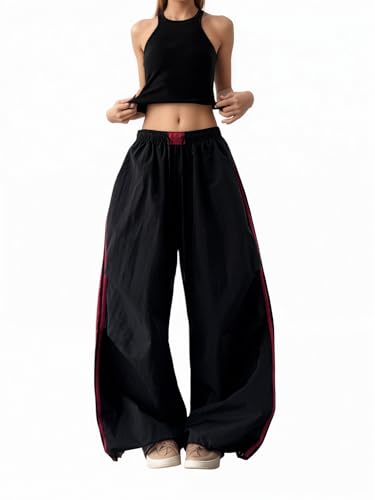 CUTEGAL Y2k Parachute Pants Vintage Drawstring Elastic Waist Pant Oversized Summer Streetwear Unisex