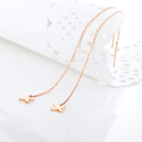 Daesar 18K Rose Gold Earrings Dangle Wedding Cross Ear Thread Drop Earrings Wedding Rose Gold Earrings Bridesmaid #TOP1
