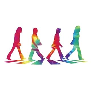 Beatles Abbey Road Sticker Crosswalk Decal Merchandise Memorabilia Album Record Iconic Band Pepper Vinyl Sticker | Premium Quality | 7-Inches | S041 (White-Tiedye) - Les Beatles, Paul McCartney, John Lennon, RIngo Starr, George Harrison