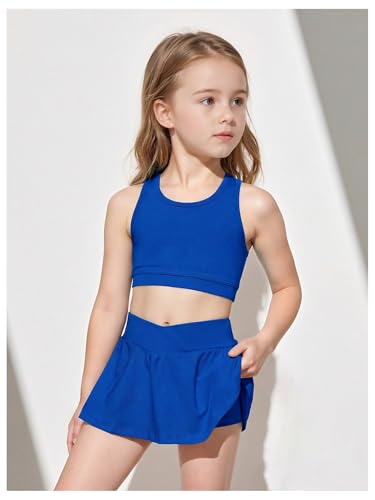Image of SOLY HUX Toddler Girl's 2 Piece Workout Outfits Lightweight Crop Tank Tops and Skort Athletic Set