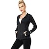 COOrun Workout Jacket Women Full Zip Hoodie Sportswear Athletic Running Track Jacket With Watch Thumb Hole Black-M