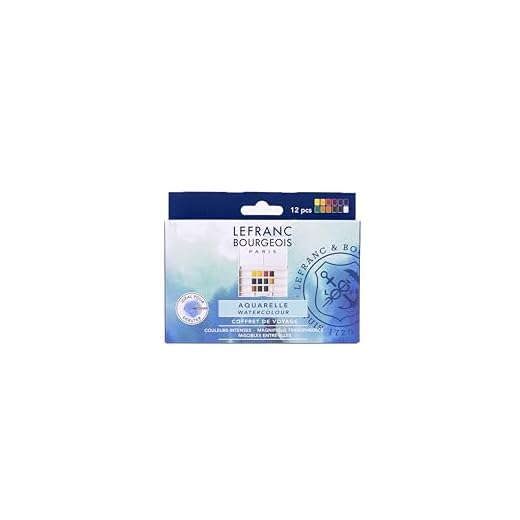 Lefranc Bourgeois Aquarellfarbe acuarela Fine, caja de plástico 12 medio godets, colores surtidos, para acuarelistas, ilustración y uso en bellas artes, multiccolor, 9,1 x 2,1 x 14,2 cm
