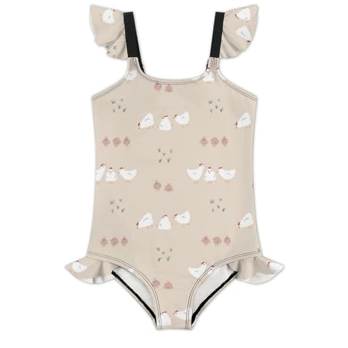Image of Girls One Piece Swimsuit Lovely Cute Animals Ruffles Swimwear Bathing Suits 3-12 Years