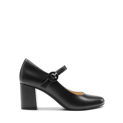 DREAM PAIRS Womens Mary Jane Shoes Chunky Heel 2.76 Inch - Round Toe Vintage Office Work Pumps - Comfortable Low Block Heels Dress Shoes for Women2