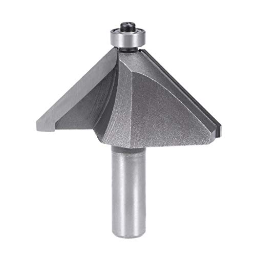 Uxcell Chamfer Router Bit 1/2 Shank 1-1/2" Dia 45 Degree High Carbon Steel With Bearing For Carpentry Woodworking Cutter Tool #TOP12
