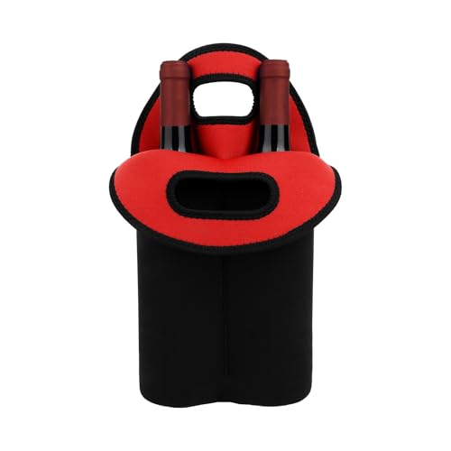Aspire Bolsas de Transporte para 2 Botellas de Vino, portabotellas de Neopreno, neveras térmicas para Agua, para Viajes, picnics y Fiestas, Rojo